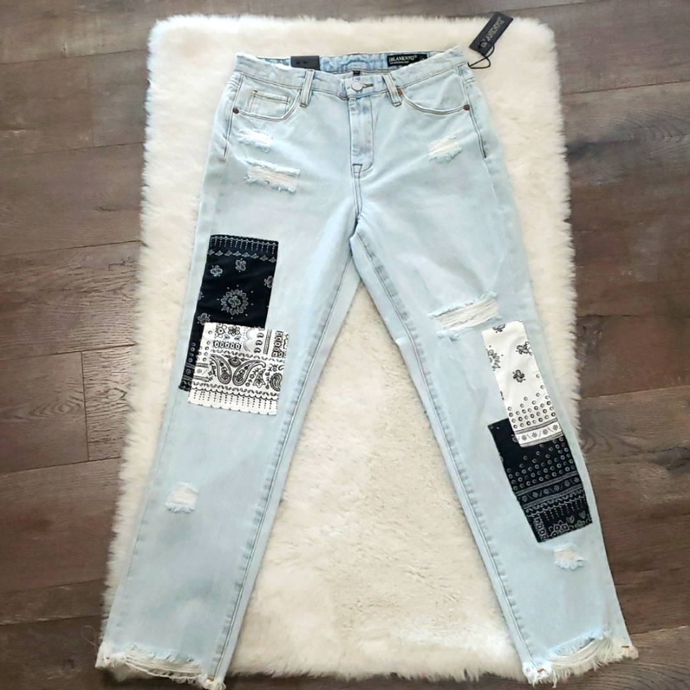 Blank NYC Madison Crop Patchwork Jeans Boho Cottagecore